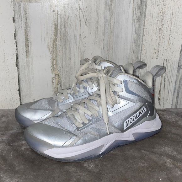 Moolah Shoes - 1114 Moolah Silver Double Triple Basketball Sneakers
